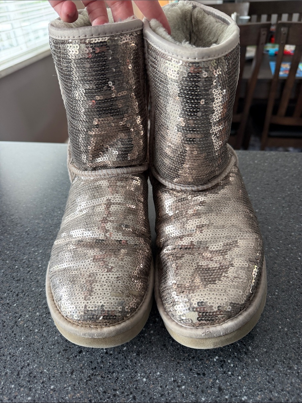 UGG Sequin Short Winter Boots - Sparkling Silver - Picture 2 of 8